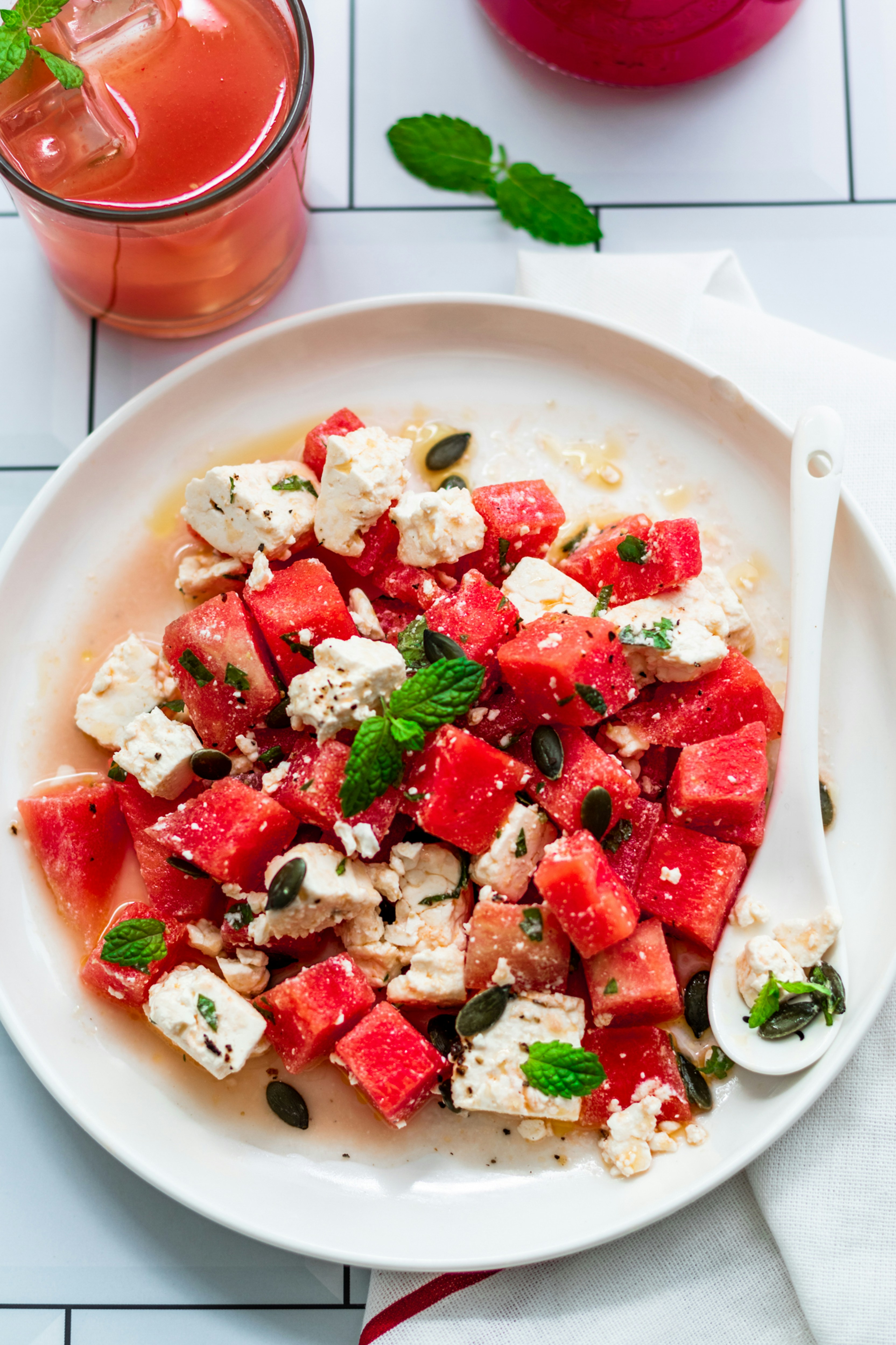 Fresh watermelon and feta salad
